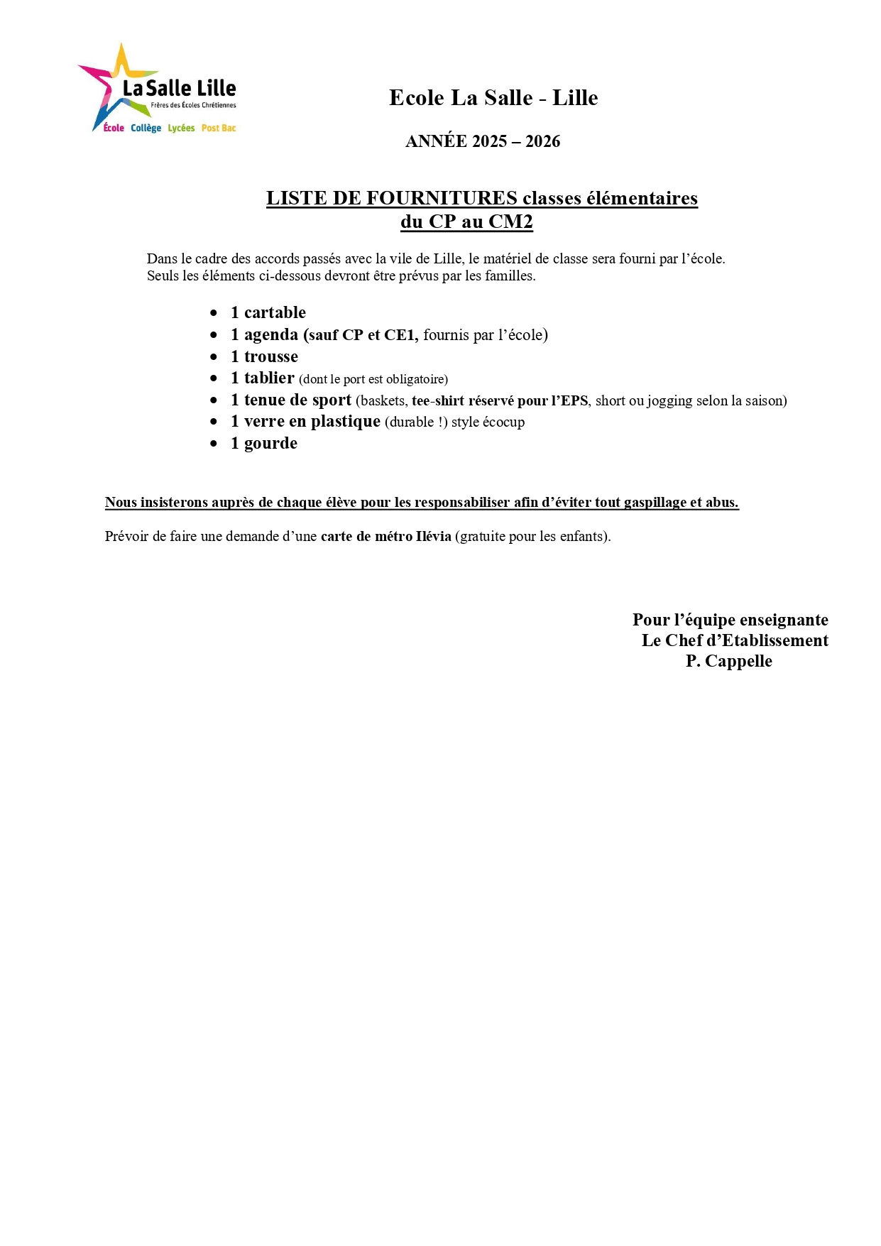 liste fournitures 25 26